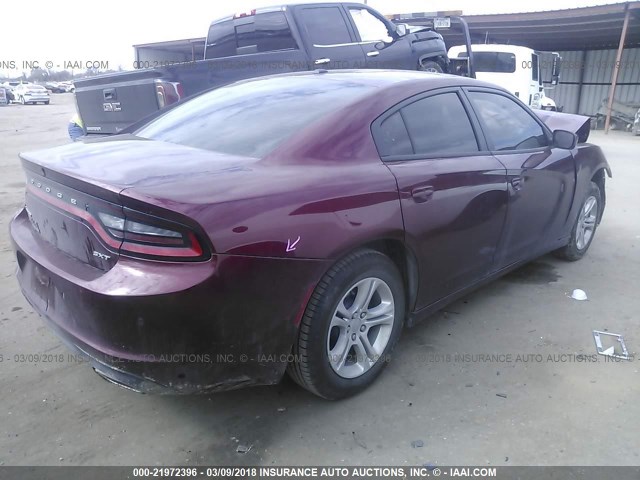 2C3CDXBG6JH152208 - 2018 DODGE CHARGER SXT BURGUNDY photo 4