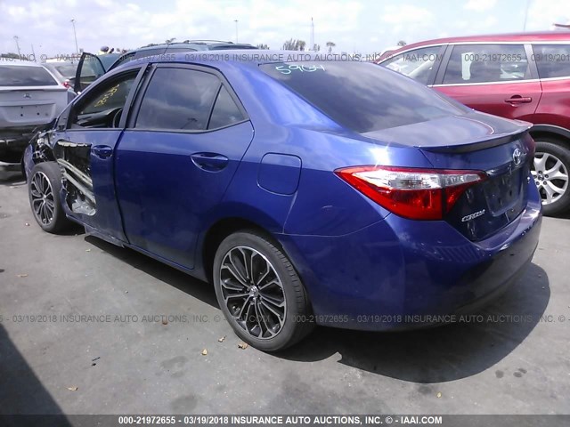 2T1BURHE5FC250270 - 2015 TOYOTA COROLLA L/LE/LE PLS/PRM/S/S PLS BLUE photo 3