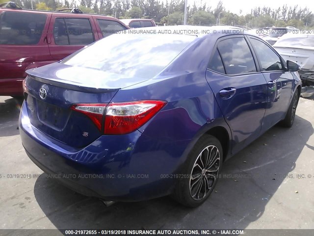 2T1BURHE5FC250270 - 2015 TOYOTA COROLLA L/LE/LE PLS/PRM/S/S PLS BLUE photo 4