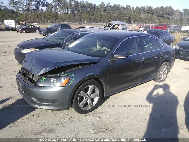 1VWBH7A33CC081885 - 2012 VOLKSWAGEN PASSAT SE GRAY photo 2