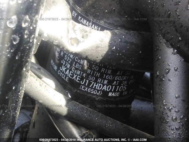 JKAEXEJ17HDA01105 - 2017 KAWASAKI EX650 J თეთრი ფოტო 10