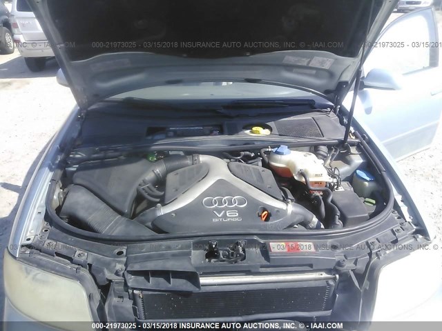 WAULD64B52N073254 - 2002 AUDI A6 2.7T QUATTRO BLUE photo 10