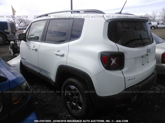 ZACCJBAB7HPF80231 - 2017 JEEP RENEGADE SPORT Սպիտակ լուսանկար 3