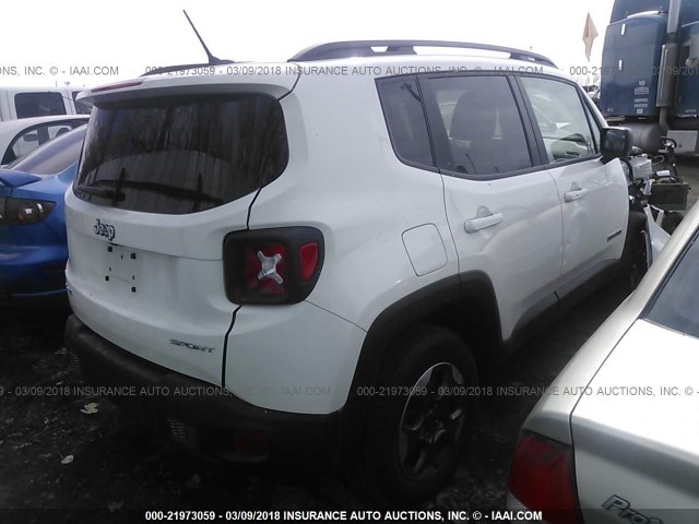 ZACCJBAB7HPF80231 - 2017 JEEP RENEGADE SPORT Սպիտակ լուսանկար 4