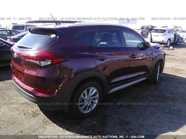 KM8J33A47HU391064 - 2017 HYUNDAI TUCSON LIMITED/SPORT AND ECO/SE MAROON photo 4