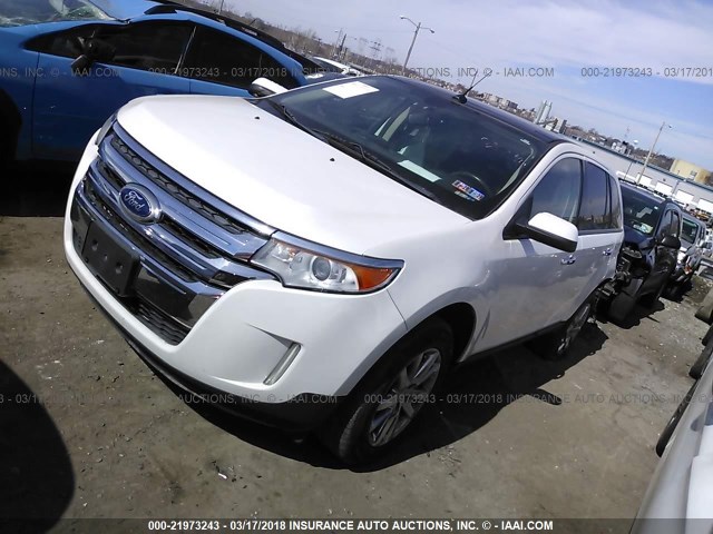 2FMDK3JC5BBB05569 - 2011 FORD EDGE SEL WHITE photo 2