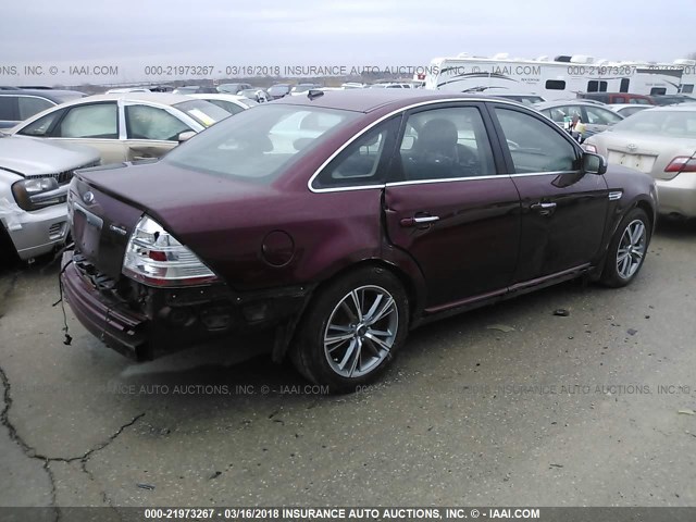 1FAHP25W98G122534 - 2008 FORD TAURUS LIMITED RED photo 4