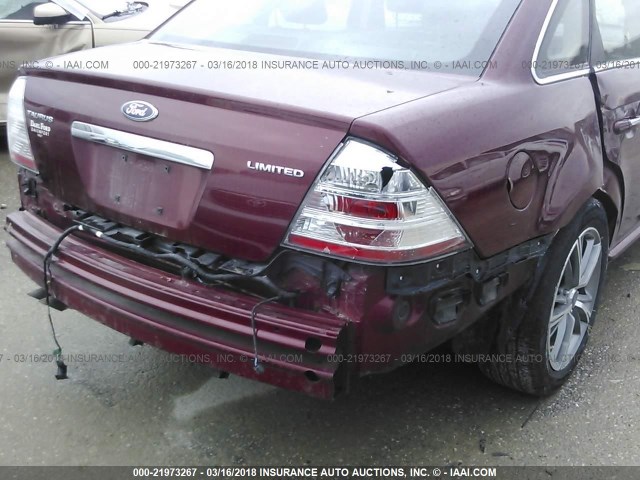 1FAHP25W98G122534 - 2008 FORD TAURUS LIMITED RED photo 6