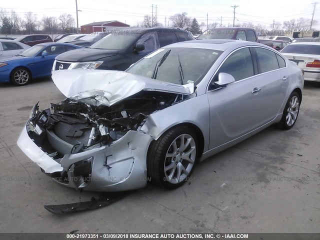 2G4GT5GX8E9231730 - 2014 BUICK REGAL GS SILVER photo 2