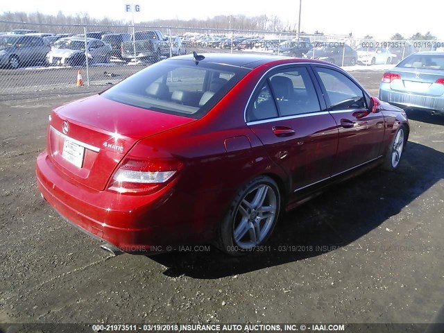 WDDGF8BB5AF427429 - 2010 MERCEDES-BENZ C 300 4MATIC RED photo 4