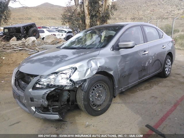 3N1AB7AP6EY320202 - 2014 NISSAN SENTRA S/SV/SR/SL GRAY photo 2