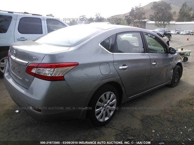 3N1AB7AP6EY320202 - 2014 NISSAN SENTRA S/SV/SR/SL GRAY photo 4