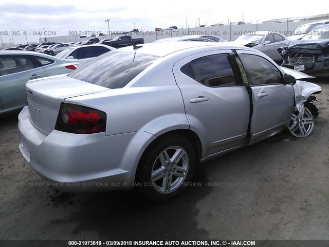 1C3CDZCB2CN153316 - 2012 DODGE AVENGER SXT SILVER photo 4