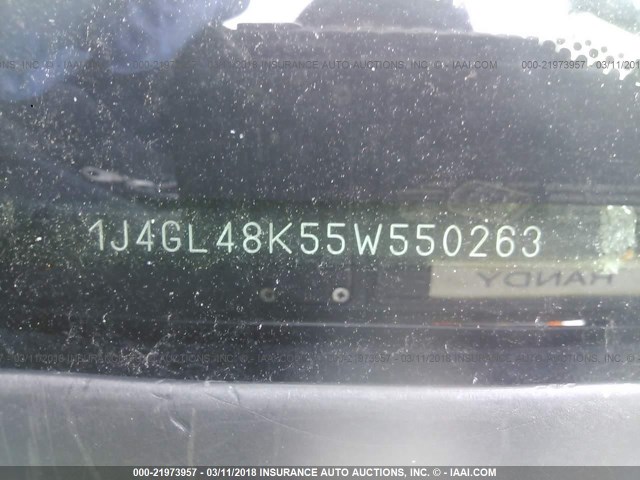 1J4GL48K55W550263 - 2005 JEEP LIBERTY SPORT 黑色 照片 9