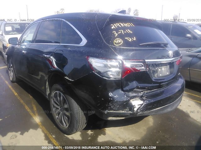 5FRYD4H48GB029519 - 2016 ACURA MDX TECHNOLOGY BLACK photo 3