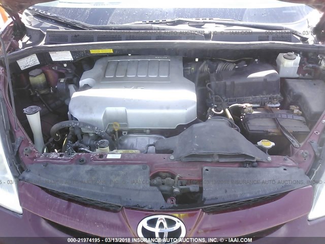 5TDZK23C47S052645 - 2007 TOYOTA SIENNA CE/LE MAROON photo 10