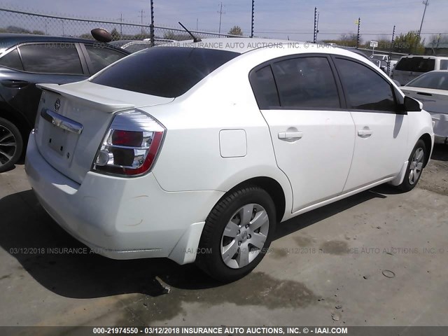 3N1AB6APXCL774571 - 2012 NISSAN SENTRA 2.0/2.0S/SR/2.0SL WHITE photo 4