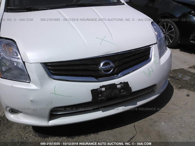 3N1AB6APXCL774571 - 2012 NISSAN SENTRA 2.0/2.0S/SR/2.0SL WHITE photo 6