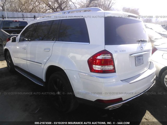 4JGBF7BE1BA664762 - 2011 MERCEDES-BENZ GL 450 4MATIC WHITE photo 3