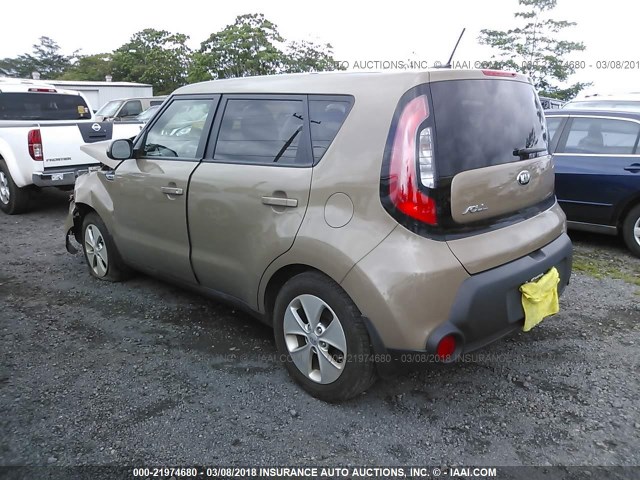 KNDJN2A27F7210094 - 2015 KIA SOUL BROWN photo 3