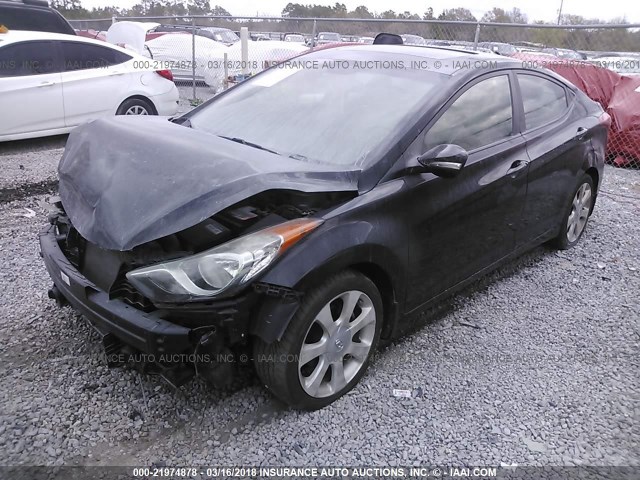 KMHDH4AE2CU277883 - 2012 HYUNDAI ELANTRA GLS/LIMITED BLACK photo 2