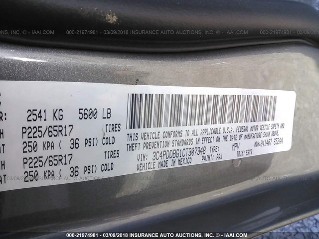 3C4PDDBG1CT307348 - 2012 DODGE JOURNEY SXT GRAY photo 9