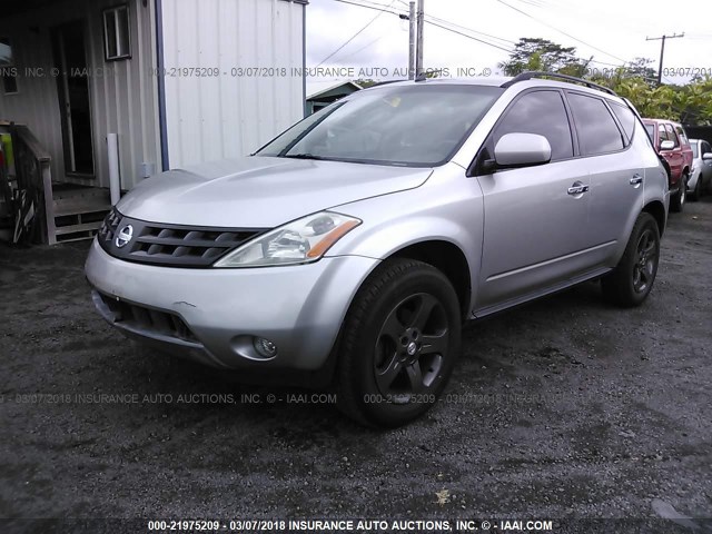 JN8AZ08TX4W211478 - 2004 NISSAN MURANO SL/SE SILVER photo 2