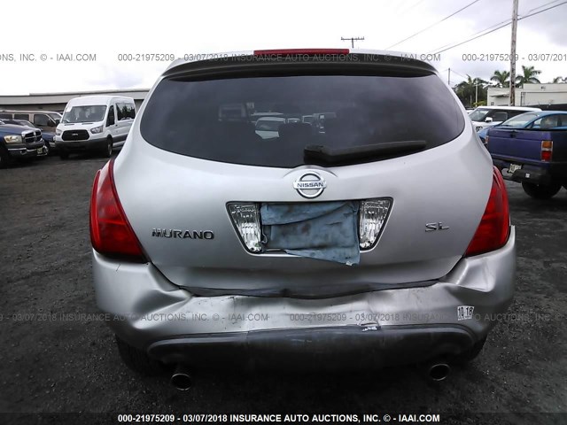 JN8AZ08TX4W211478 - 2004 NISSAN MURANO SL/SE SILVER photo 6