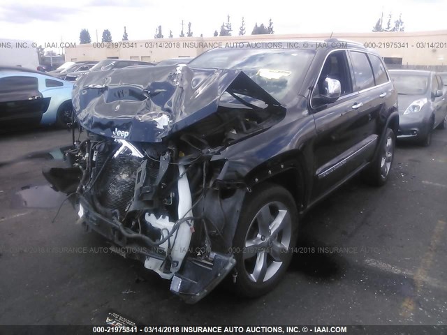 1C4RJECT6DC621335 - 2013 JEEP GRAND CHEROKEE OVERLAND BLACK photo 2