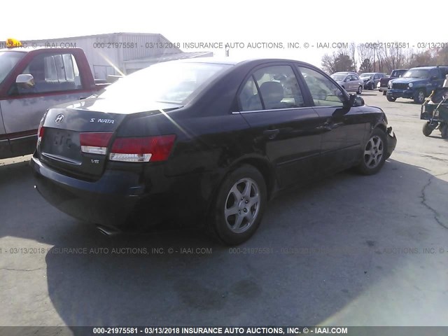 5NPEU46F96H153971 - 2006 HYUNDAI SONATA GLS/LX BLACK photo 4