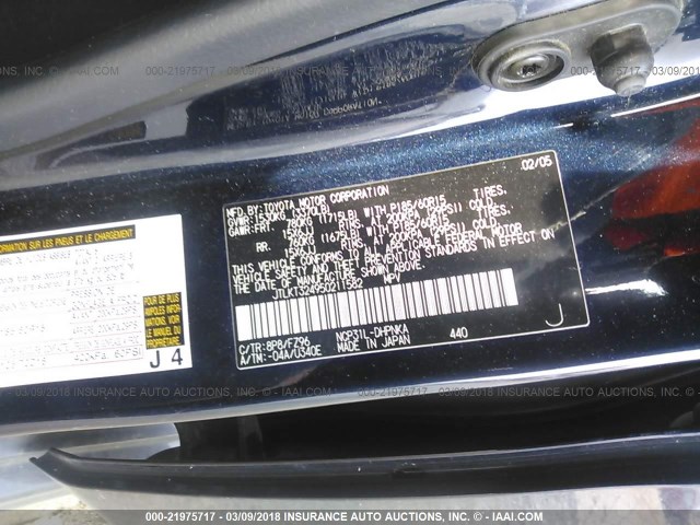 JTLKT324950211582 - 2005 TOYOTA SCION XB BLACK photo 9
