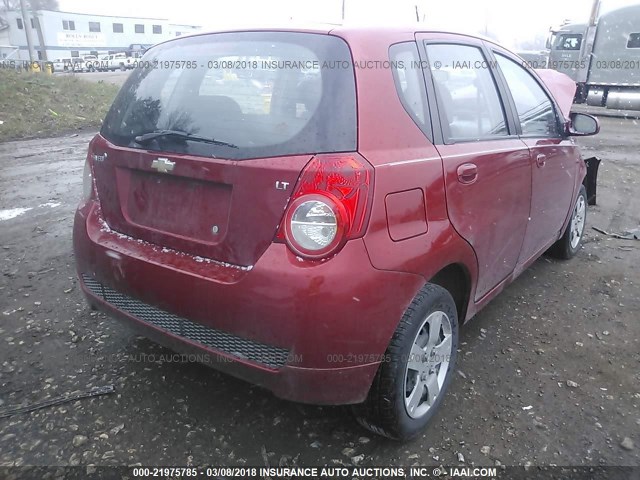 KL1TD66E59B339370 - 2009 CHEVROLET AVEO LS/LT RED photo 4