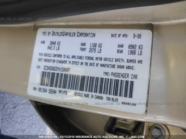 2C3HE66G3YH159487 - 2000 CHRYSLER 300M GOLD photo 9