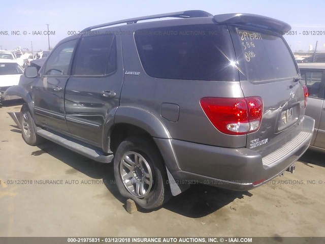 5TDBT48A87S292556 - 2007 TOYOTA SEQUOIA LIMITED GRAY photo 3
