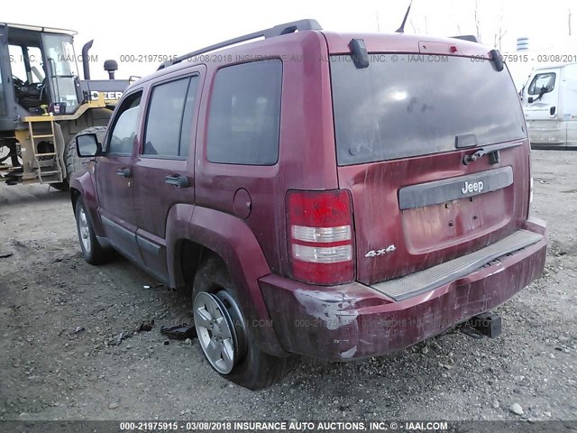 1J4PN2GK7BW516384 - 2011 JEEP LIBERTY SPORT MAROON photo 3