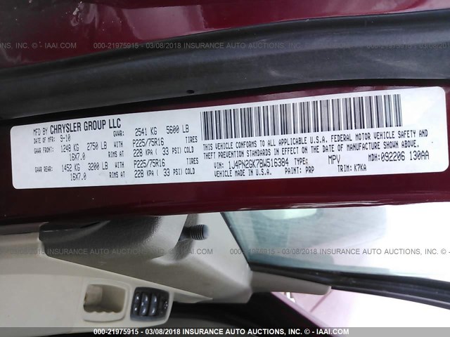 1J4PN2GK7BW516384 - 2011 JEEP LIBERTY SPORT 栗色 照片 9