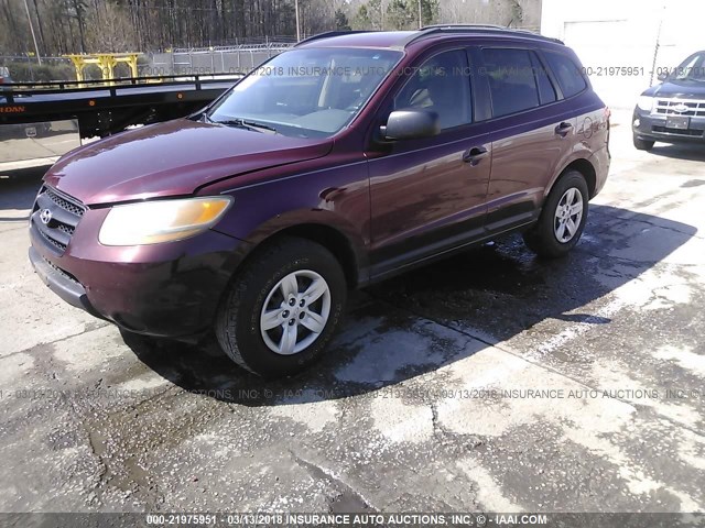 5NMSG13D49H251254 - 2009 HYUNDAI SANTA FE GLS MAROON photo 2