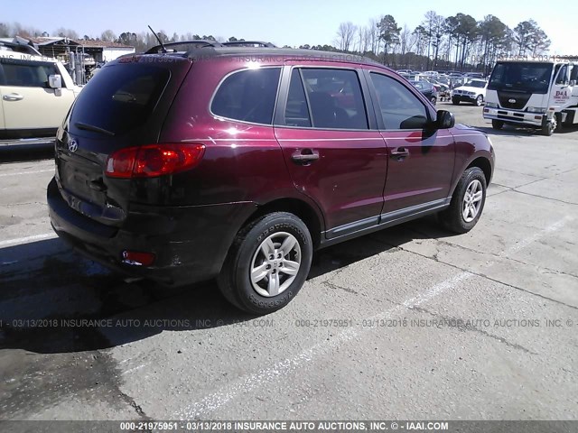 5NMSG13D49H251254 - 2009 HYUNDAI SANTA FE GLS MAROON photo 4