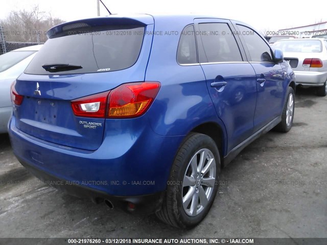 4A4AR4AU2FE048932 - 2015 MITSUBISHI OUTLANDER SPORT SE/GT BLUE photo 4