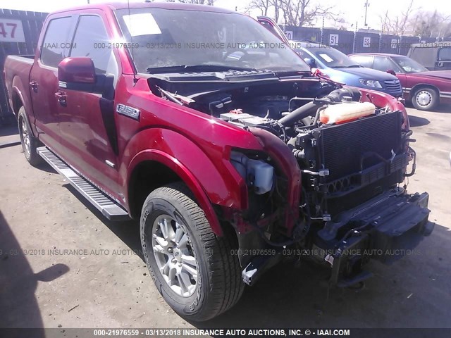 1FTEW1EP2FKE62685 - 2015 FORD F150 SUPERCREW RED photo 1