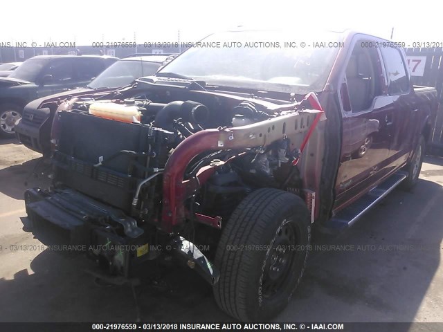 1FTEW1EP2FKE62685 - 2015 FORD F150 SUPERCREW RED photo 2