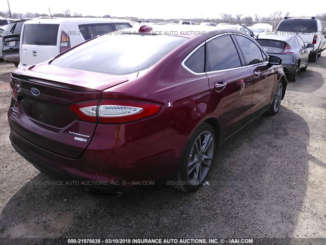 3FA6P0D92ER398033 - 2014 FORD FUSION TITANIUM RED photo 4