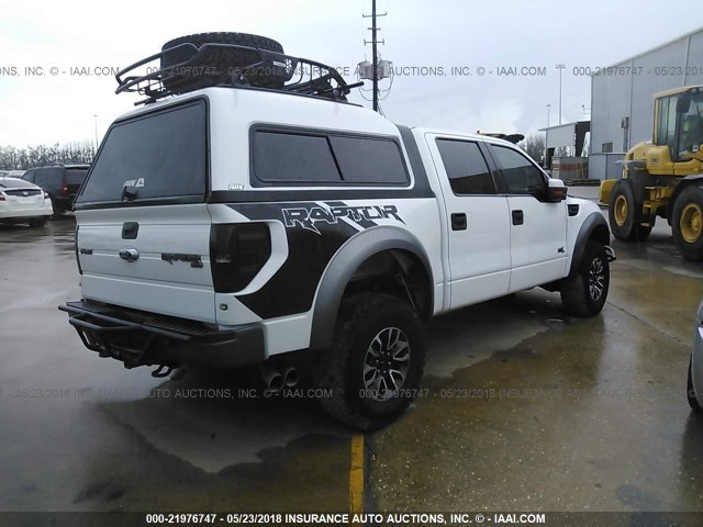 1FTFW1R69DFB08786 - 2013 FORD F150 SVT RAPTOR WHITE photo 4