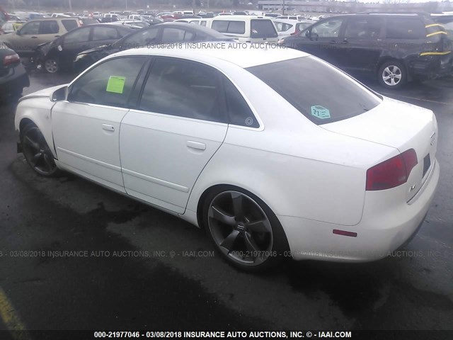 WAUAF78E87A127656 - 2007 AUDI A4 2/TURBO WHITE photo 3