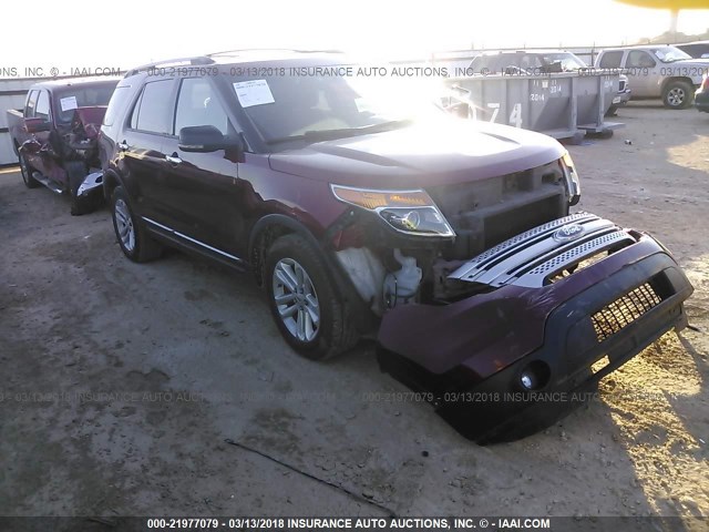 1FM5K7D89DGB07372 - 2013 FORD EXPLORER XLT MAROON photo 1