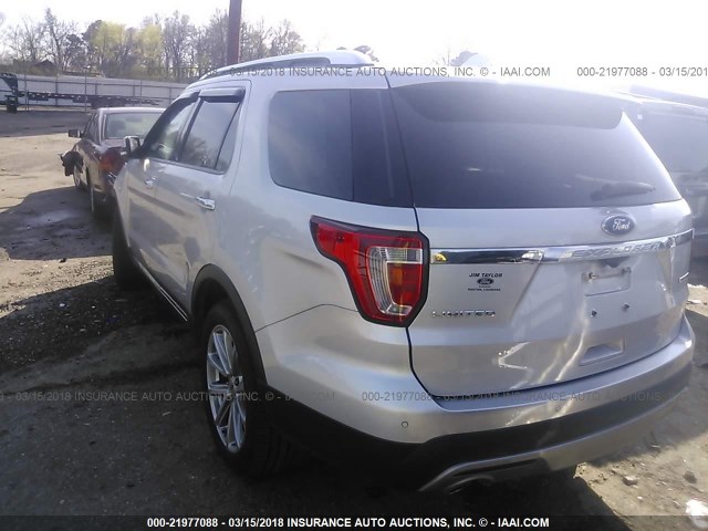 1FM5K7F8XGGC50056 - 2016 FORD EXPLORER LIMITED SILVER photo 3