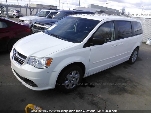 2C4RDGBG0CR323621 - 2012 DODGE GRAND CARAVAN SE WHITE photo 2