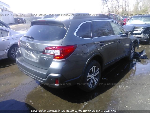 4S4BSENC2J3236003 - 2018 SUBARU OUTBACK 3.6R LIMITED GRAY photo 4