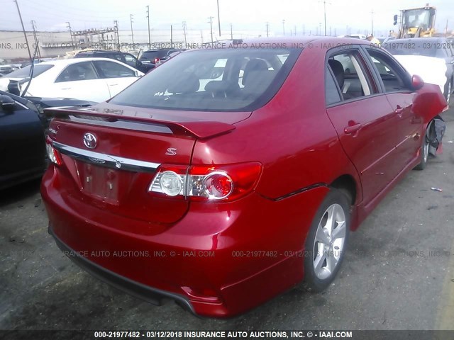 2T1BU4EE3CC890500 - 2012 TOYOTA COROLLA S/LE RED photo 4