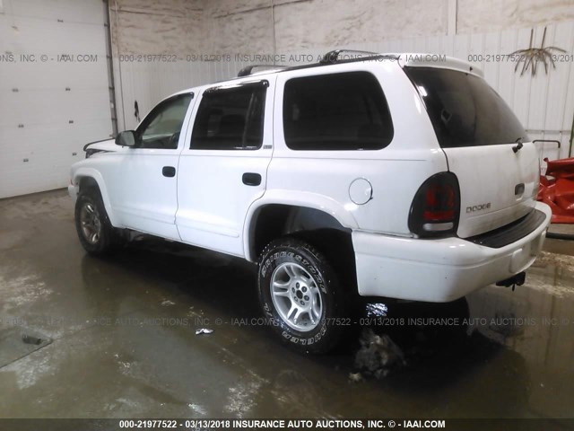 1B4HS48N82F202828 - 2002 DODGE DURANGO SLT WHITE photo 3